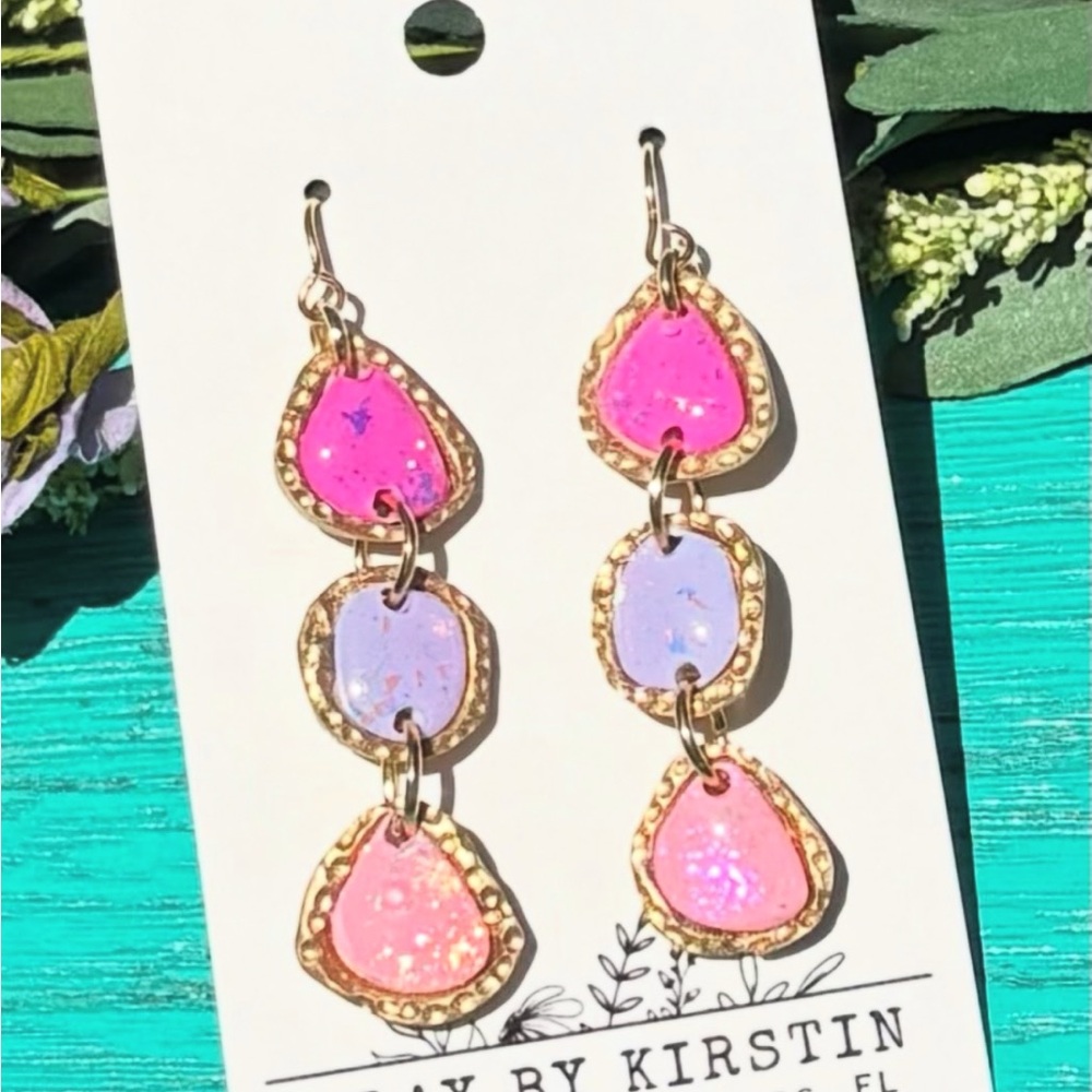 Pink Ombré Clay Drop Earrings